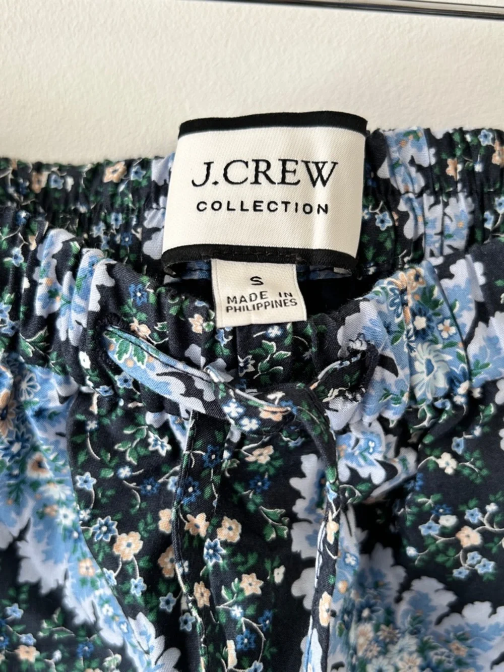 J. Crew Black and Light Blue Floral Midi/MAXI Skirt